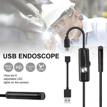 Kebidumei Mini USB 720P HD-7mm Endoscope Veekindel 6 LED-1M Borescope Madu Kontrolli Toru Video Kaamera Adapter For Android PC