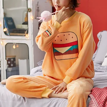 Kemeja Naiste Talve Pajama Set Home Sobiks Samet -, Plüüš-Paksud Riided Naiste Kuulu Homewear Naiste Fliisist Pidžaama Sleepwear