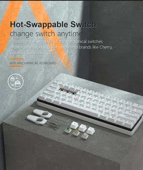 KEMOVE 61 Klahvi, Mehaaniline Klaviatuur Lüliti 60% NKRO Bluetooth Dual Mode on PBT Keycaps Traadita Wired Gaming Keyboard PC TABLET DK61