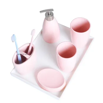 Keraamilised vannituba teenetemärgi tarvikud kodus pesu komplekt seebidosaator / hambahari omanik / lotion pudel / vannituba tarvikud