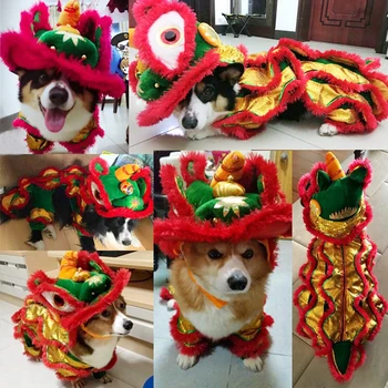 Kevad Festival Teddy Corgi koer coat talvel kutsikas kostüüm pet Lõvi tantsu riided väike koer Tang sobiks uue aasta Kingitus jope