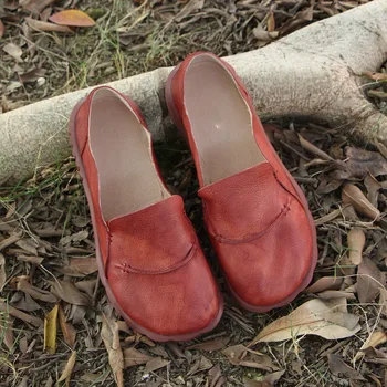Kevadel uued naiste kingad nahast kunsti retro vabaaja mugav korter põhja käsitöö kingad naistele