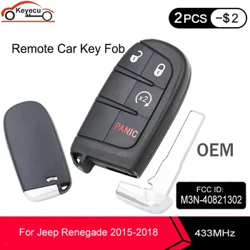 KEYECU OEM Lähedus Smart Remote Auto Võti Fob 433MHz 4 nuppu 4A jaoks Jeep Renegade 2016 2017 2018 FCC ID: M3N-40821302