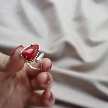 Kinel S925 Sterling Hõbe Ehted Kohustust Abielluda Lihtne avamine Samm Marmoreeritud Punane mänd Valge mänd abielusõrmused
