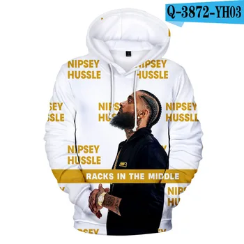 Klassikaline Salute Nipsey Hussle Hip-Hop Topp Meeste/Naiste Mood Casual Kapuutsiga Pullover 3D Nipsey Hussle Mens Hupparit Riided