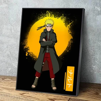 Kodu Dekoratiivsed Lõuend Lahe Must Naruto Jaapani Anime HD Pildid Kollane Maalid Modulaarne Pildid Seina Art Plakat Raamitud Teos