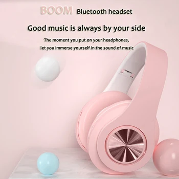 Kokkupandav Kõrvaklappide InPods Buum Kaasaskantav Juhtmevaba Bluetooth 5.0 Kõrvaklappide Armas tüdruk Peakomplekt Roosa HIFI Stereo toeta TF kaart