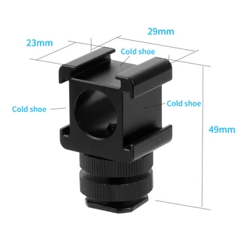Kolme Peaga Külma Kinga Laiendada Liides Mikrofoni Monitor Stand Omanik Metall-Kaamera Mount Hot Shoe Adapter LED Video Valgus