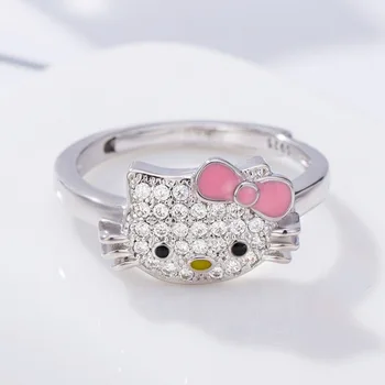 Korea fashion cute cartoon Kitty reguleeritav rõngas naine tsirkoon vibu sõlm saata ystävänpäivä Kingitused veebruar 14