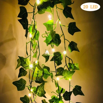 Kunstlik Taimed String LED Light Green Leaf Viinapuu Akuga Haldjas String Tuled Koju Pulmad Decor Jõulud Tuled