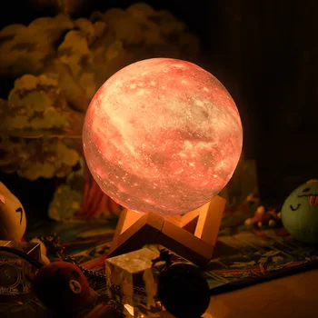 Kuu Lamp LED Night Light 3D Print Värvi Muutmiseks Puudutage Galaxy Täiskuu Valgus Kingitus Lastele laualamp Magamistuba Decor Öösel Tuled