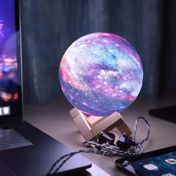 Kuu Lamp LED Night Light 3D Print Värvi Muutmiseks Puudutage Galaxy Täiskuu Valgus Kingitus Lastele laualamp Magamistuba Decor Öösel Tuled