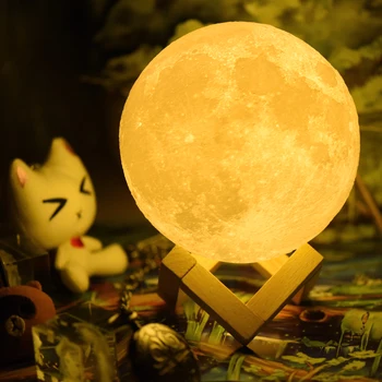 Kuu Lamp Täiskuu Valgus Öösel Valgust Valguse Lapsed Kingitus Naistele, USB-Laadimine ja Touch Control Heledus 3D Trükitud Lunar Lamp