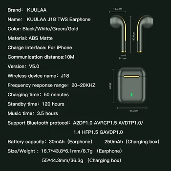 KUULAA TWS Traadita Kõrvaklappide Bluetooth Kõrvaklapid Peakomplekti Tõsi, Traadita Earbuds iPhone 12 11 Pro Max Touch Control Kõrva Pungad