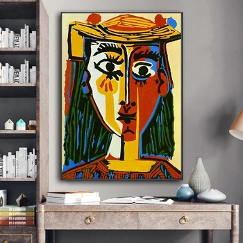 Kuulus Picasso Maali Mujer Con Sombrero õlimaal Lõuendil Maali Seina Kunst elutuba Home Decor (raamita)