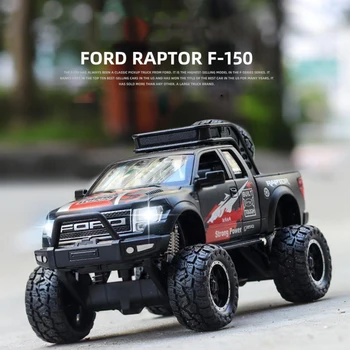 Kuum mõõtkava 1:32 rattad diecast sõidukid Ford F-150 Pikap veoauto Raptor metallist mudel, valgus ja heli tõmba tagasi mänguasjade kogumine