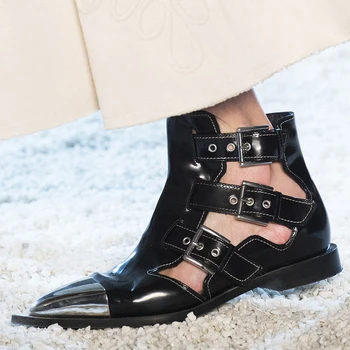 Kuum naiste sandaalid super size sobib 22-26.5 cm pikkuse Ehtne Nahk Metallist pannal metallist pikad varba Täielik kasutusjuhend lahe kuum