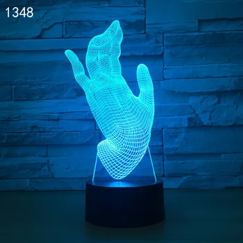Käe Liigutusega teema 3D LED Night Light with 7 Värvi Valgust, Kontor, Magamistuba Pool Decor Kight laualamp nagu Kingitus Lastele