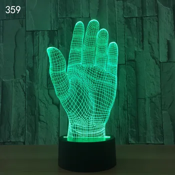 Käe Liigutusega teema 3D LED Night Light with 7 Värvi Valgust, Kontor, Magamistuba Pool Decor Kight laualamp nagu Kingitus Lastele