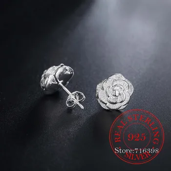 Kõrge Kvaliteediga 925 Sterling Hõbe Naiste Ehted korea Hõbe Armas Roosa Lillega Kõrvarõngad Naistele 2020 Pulmapidu Kingitus