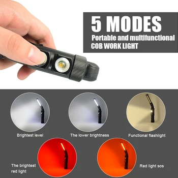Kõrge Kvaliteediga Kaasaskantavad COB LED Lanterna Kerge Töö 5 Režiimid Laetav Taskulamp Magnetiga Taskulamp, Lambi Telkimine Jahindus Kalapüük