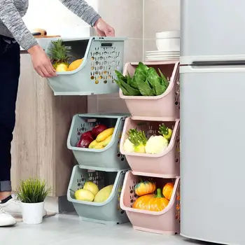 Köök hoiukorv Toidu ladustamine konteiner, Köögivilja-ja puuvilja sektsioon tühi-tähi ladustamise kasti seest Õõnes korvi Vannituba tarvikud
