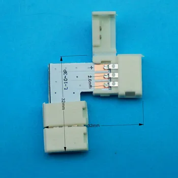 L tüüp 3pin 10mm laius ühenduspesa 10mm lai pcb digitaalne led strip(ws2811,ws2812b.jne)ei ole vaja jootmiseks;plug and play
