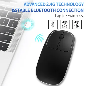 Laetav Juhtmeta Bluetooth Hiir Metallist Vaikne 2.4 G Dual Mode Optiline Hiir 1600DPI Arvuti Gaming Mouse for PC Sülearvuti