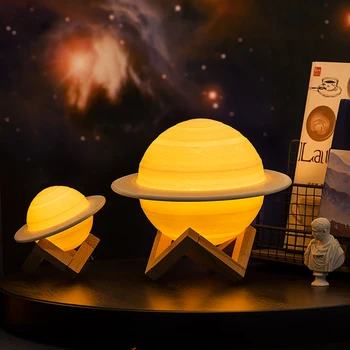 Laetavad 3D Print Saturn Lamp Nagu Kuu, Öö, Valgus, 2Colors 16Colors Remote Kingitused uus