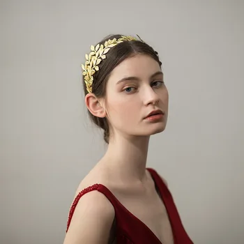 Laurel Lehtede Tiara Bridal Crown Kuld Headpiece Pulmad Juuksed Tarvikud Kuldne Lehed Peapael