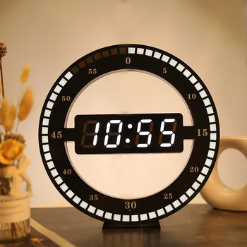 LED Digital Wall Clock Kaasaegne Disain Kahesuguse kasutusega Dimm Digital Circular Photoreceptive Kellad Kodu Kaunistamiseks Kingitus