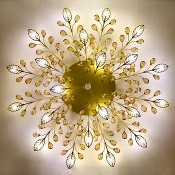 Led laelambid Kristallid Leaf deco Kaasaegne Lae Lamp Magamistuba elutuba Köök Kerge Pinnale paigaldatud Nordic Gold Lamp