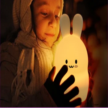 LED night light värvikas laste öö valguses armas jänes pat kerge USB silikoon öö valguses 2.4 G RF-Kaugjuhtimispult