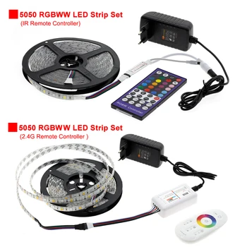 LED Riba 5050 RGB / RGBW / RGBWW DC12V 5M 300LEDs Paindlik LED Light Set + RF 2.4 G Remote Touch Control + toiteplokk.