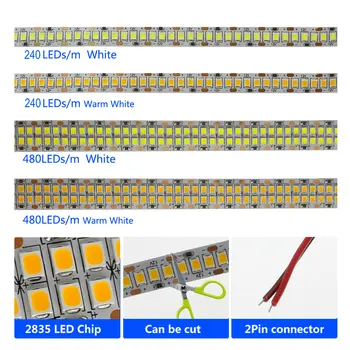 LED Ribad 2835 DC12V 240LEDs/m 480LEDs/m Paindlik LED Light Kõrge Heledus Led Lint Lint Kodu Kaunistamiseks Lamp 5 Meetrit / palju