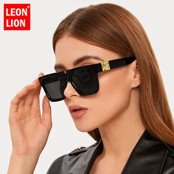 LeonLion Square Retro Päikeseprillid Naistele Luksus Brand Prillid Naised/Mehed Suured Päikeseprillid Naistele Peegel Oculos De Sol Feminino