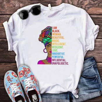 Lgbt-olen Must Naine Vikerkaar Aafrika Tüdruk Graafiline t-särk Naiste Riided Harajuku Esteetiline Melaniini Poppin Kuninganna Naiste T-särk