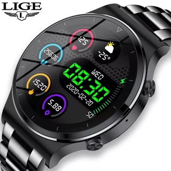 LIGE Smart Watch Mehed Touch Ekraani Vaadata, Südame Löögisageduse, vererõhu Jälgimine Teabega Meeldetuletus Bluetooth Kõne Mees Smartwatch