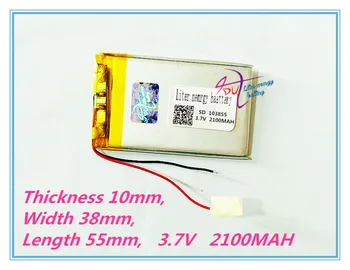 Liitium-polümeer aku 103855 3.7 V, 2100MAH mobiil toide tablett GPS navigator