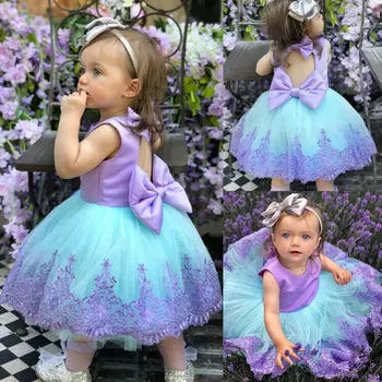 Lille Mudilane Kid Baby Girl Kleit Printsess Partei Võistlused Pits Tutu Vibu Kleidid