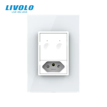 Livolo MEILE AU Standard 67.mm Seina Touch Lüliti,2Way pult,valge kristall, klaas -, plast-klahvi nupp,Brasiilia usb-pistik