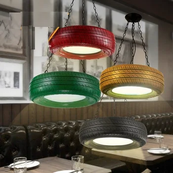 Loft Stiilis Värv Kummist Rehvi Droplight LED Ripats, Valgustid, Söögituba Ruumi, Baar Rippus Lamp, Vintage Tööstus Valgustus