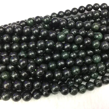 Looduslik Tõeline Must Roheline Jade Ring Ehted Lahtise Palli Helmed 6-10mm 15