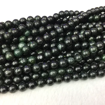 Looduslik Tõeline Must Roheline Jade Ring Ehted Lahtise Palli Helmed 6-10mm 15