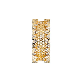 LouLeur 925 sterling hõbe kärgstruktuuri rõngad kulla värvi tsirkoon mood 925 hõbe rõngad naiste pulm ehted võlusid