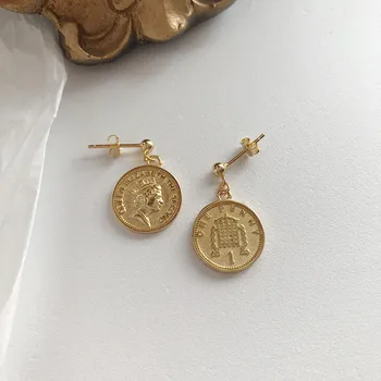 LouLeur 925 sterling silver dollari mündi kõrvarõngad kulda portree üks senti ring dollari mündi ripats kaelakee naiste ehted