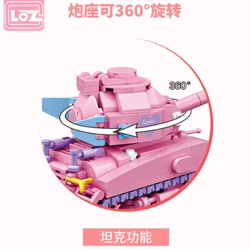 LOZ 1118 Mini Roosa Tank Blokeerida Technic Cartoon Auto Mudel Tellised DIY ehitusplokid Assamblee Mänguasjad Lastele Haridus Kingitused