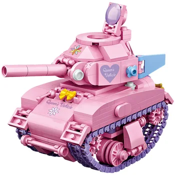 LOZ 1118 Mini Roosa Tank Blokeerida Technic Cartoon Auto Mudel Tellised DIY ehitusplokid Assamblee Mänguasjad Lastele Haridus Kingitused