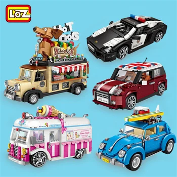LOZ Technic-Mini ehitusplokid Hot Dog Cart Auto Sõiduki Assemable Lapsed, Haridus Mänguasjad Lastele Looja Jäätise auto