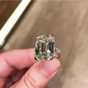 Luksus 925 Sterling Hõbe Loodud Smaragd lõigatud 6ct Diamond Pulmad Engagement Kokteil Naiste Moissanite Rõngad Trahvi Ehteid